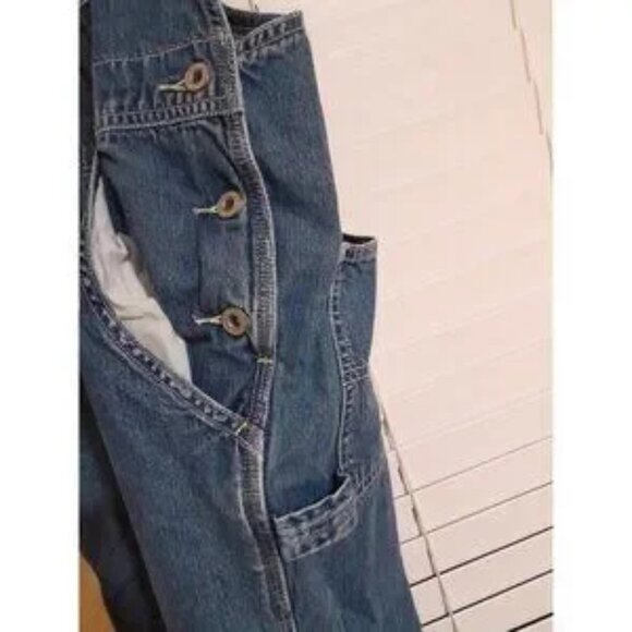 Vintage Y2k Old Navy 2001 Women's Wide Leg Carpenter Denim Overalls Size M - Picture 4 of 5